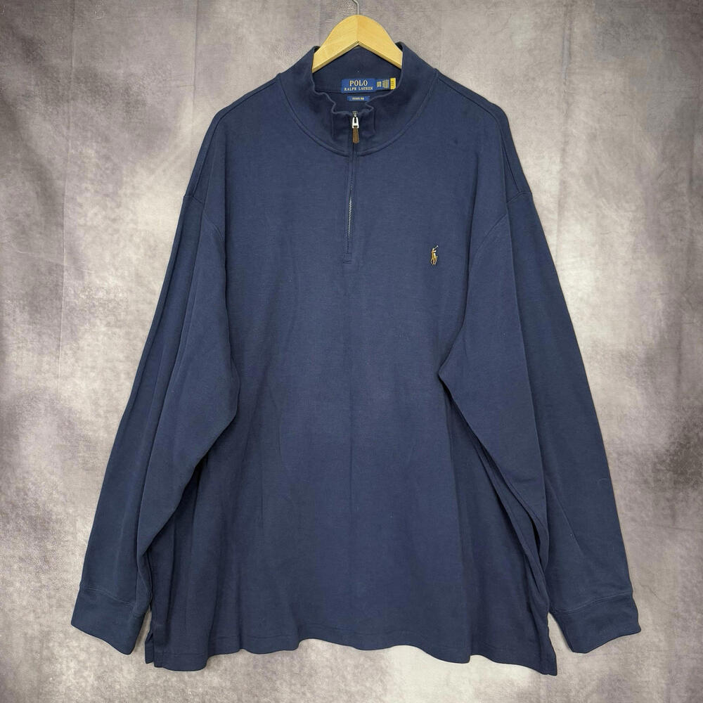 Polo Ralph Lauren Sweater Men Size 3XB Quarter Zip Pullover Estate Rib Navy Blue